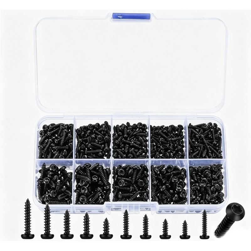 Furniture Hardware Fasteners - 600 Tornillos Autorroscantes Negros Torx de